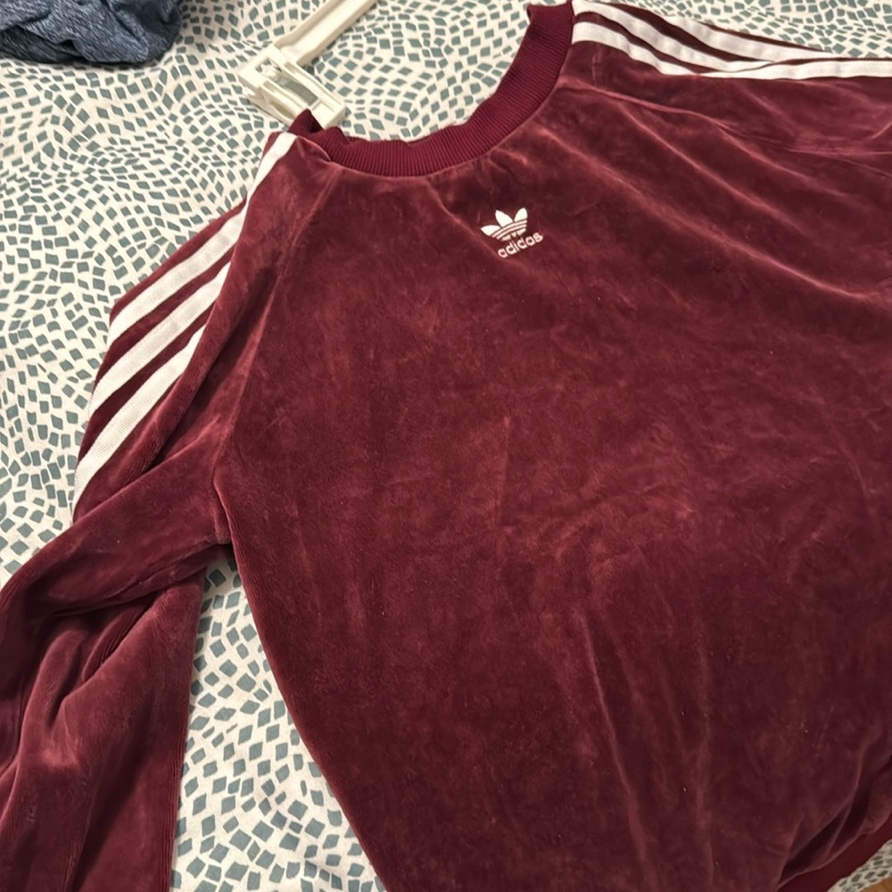 Adidas velvet cropped sweatshirt
